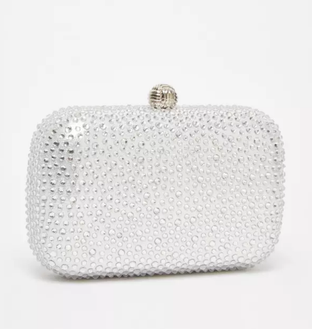 Silver Embellished Box Bag